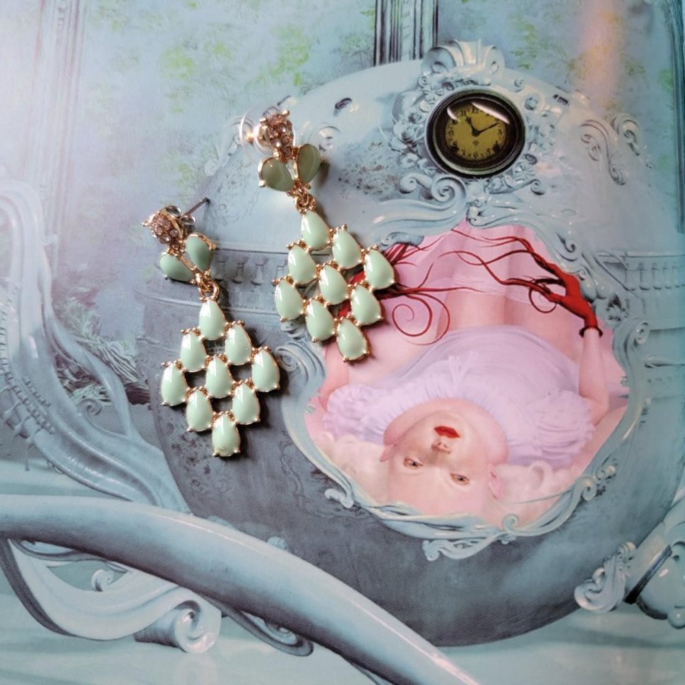 Mint green chandelier dangle earrings